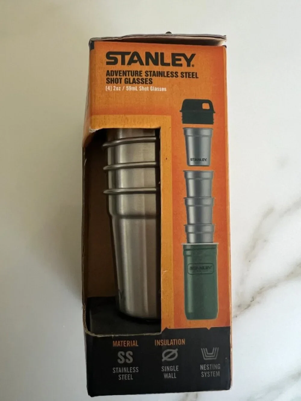 NIB Stanley Adventure Stainless Steel Packable Shot Glass Set NEW in box
